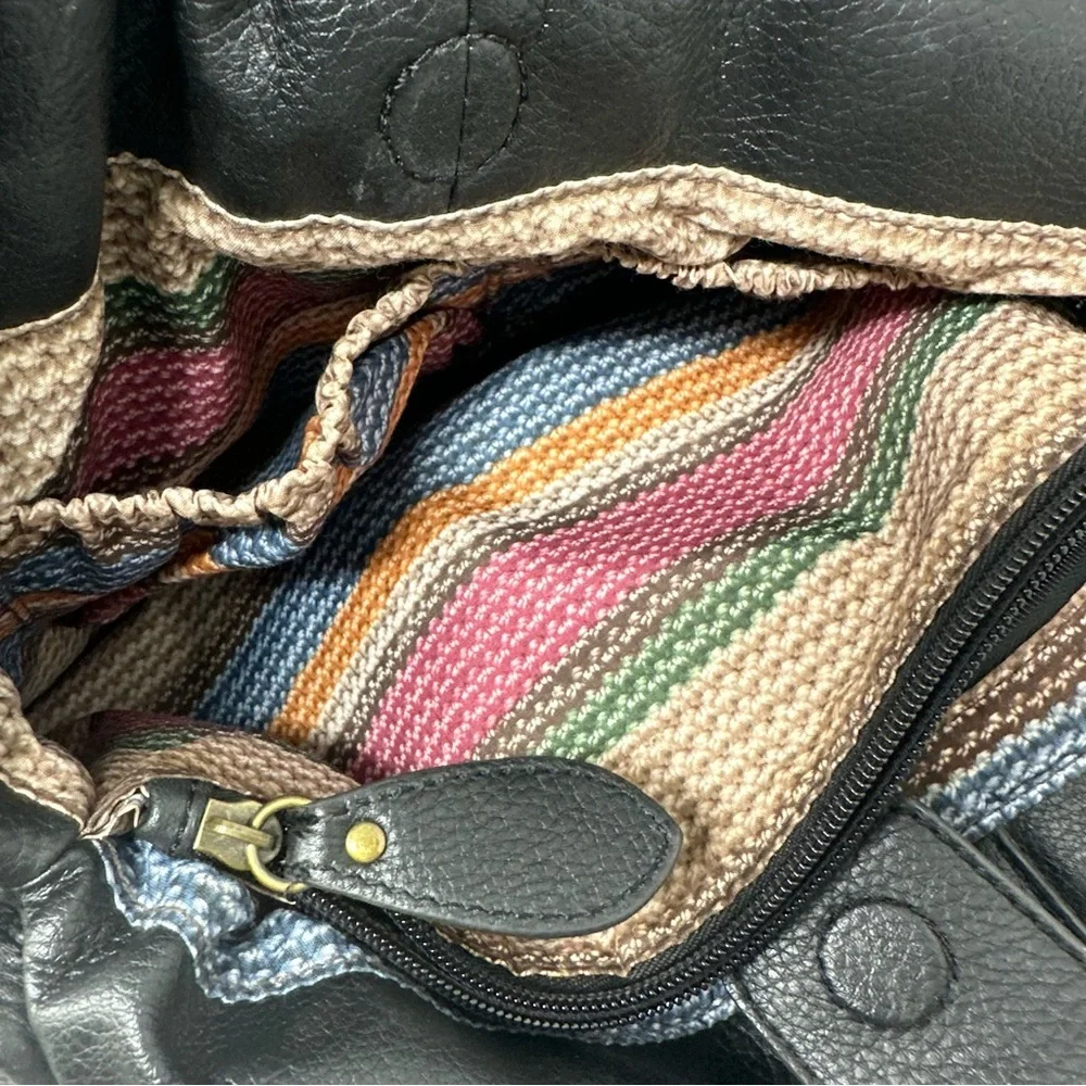 The Sak Black Pebbled Leather Hobo Bag Shoulder Purse Handbag